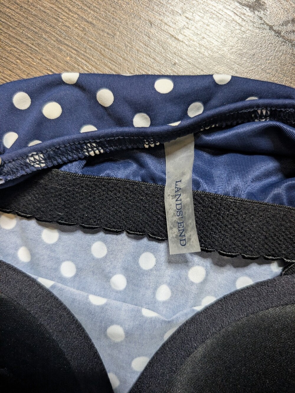 Lands' End Navy and White Polka Dot Tankini Camisole Size 14D - Picture 4 of 7